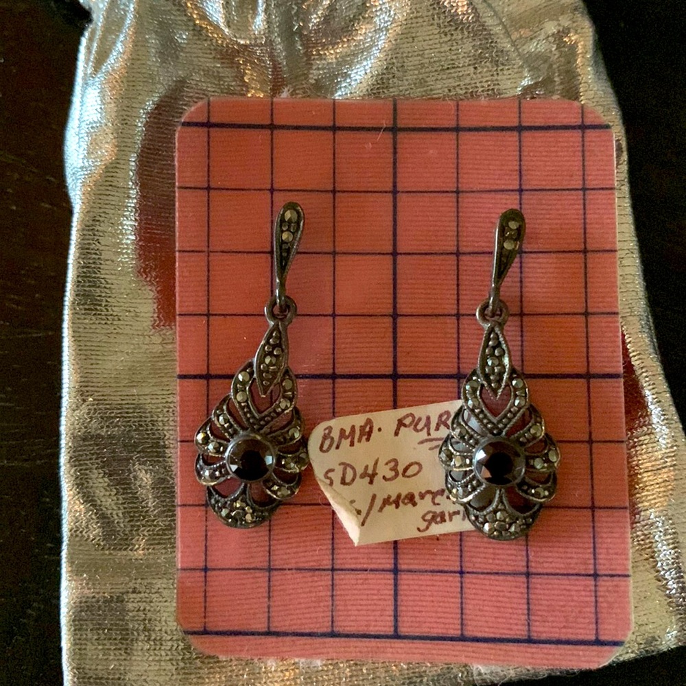 Maracasite and Garnet Earrings